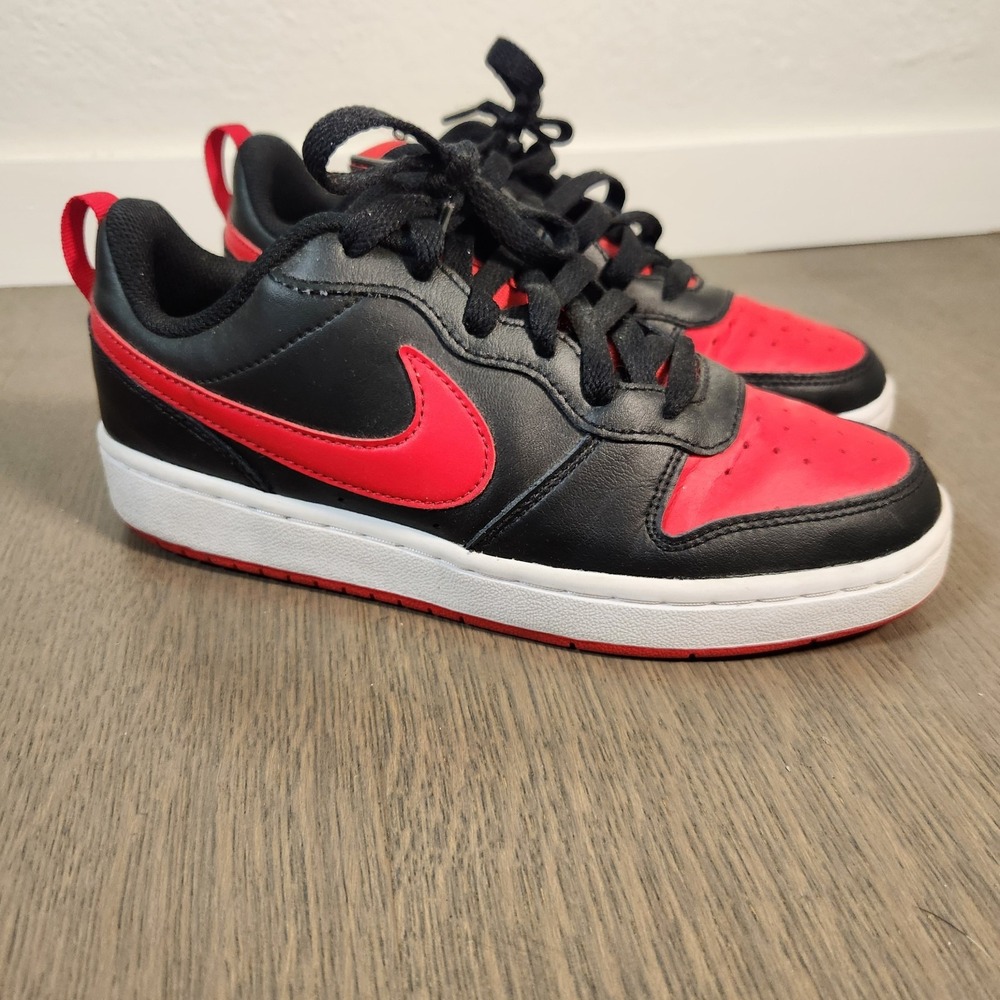 Nike Court Borough Low 2 Black Red Casual Sneakers Shoes BQ5448-007 5Y 5 6.5 Wom